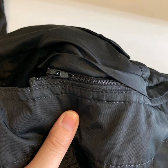 Vince Camuto Jacket Womens PP/PS Black Gold Quilt Trim Anorak Detach Hood - Picture 14 of 16